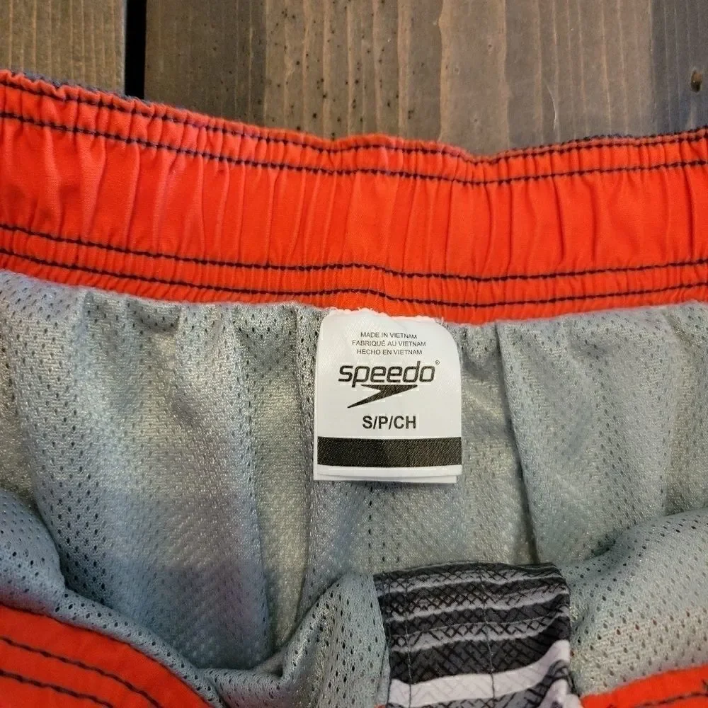 Men’s Speedo multi-color striped swim shorts board